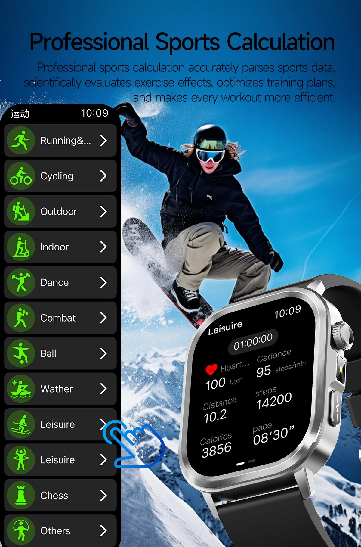 AI-ECG Smart Health Watch with Square AMOLED Touchscreen & BT Call