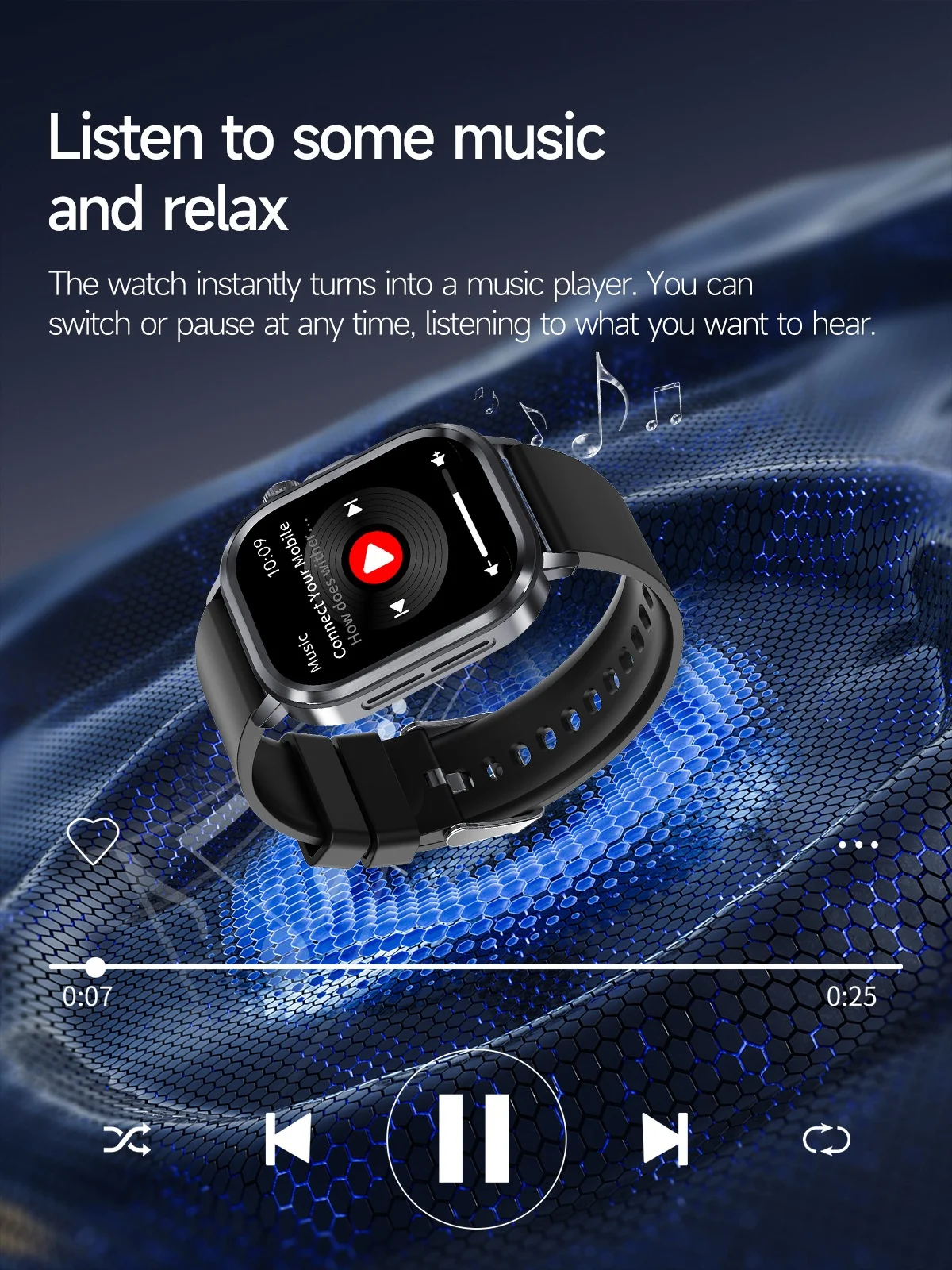 AI-ECG Smart Health Watch with Square AMOLED Touchscreen & BT Call