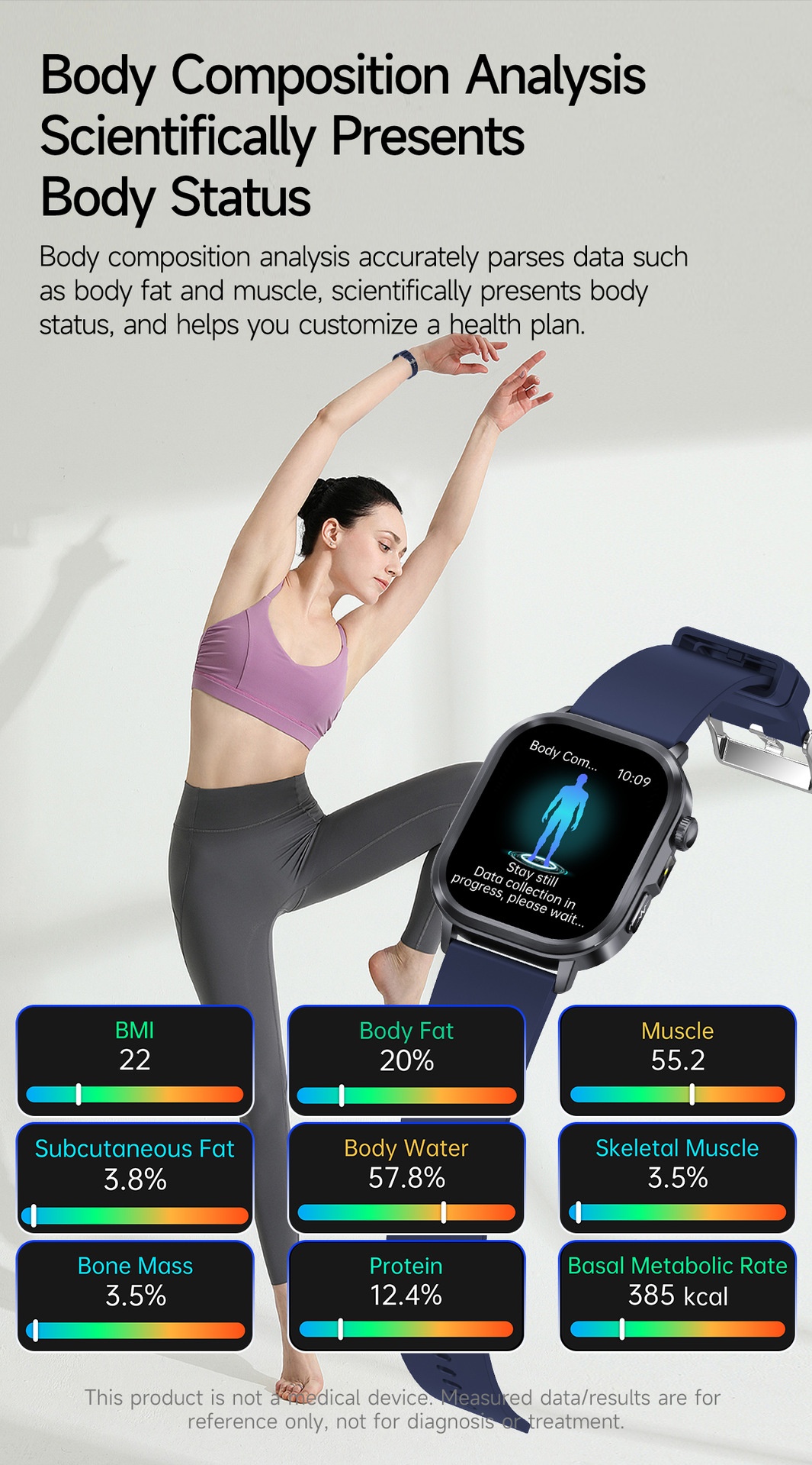 AI-ECG Smart Health Watch with Square AMOLED Touchscreen & BT Call