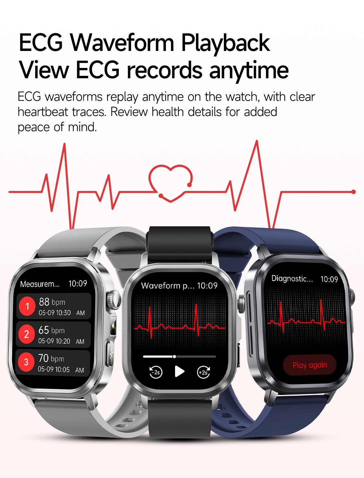 AI-ECG Smart Health Watch with Square AMOLED Touchscreen & BT Call