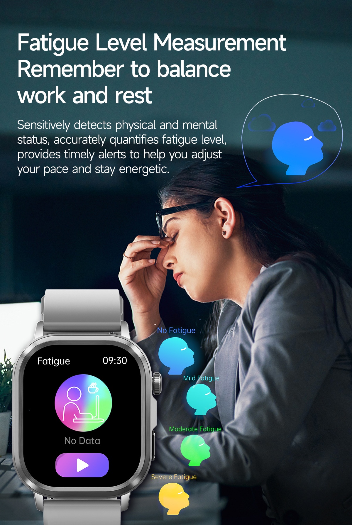 AI-ECG Smart Health Watch with Square AMOLED Touchscreen & BT Call