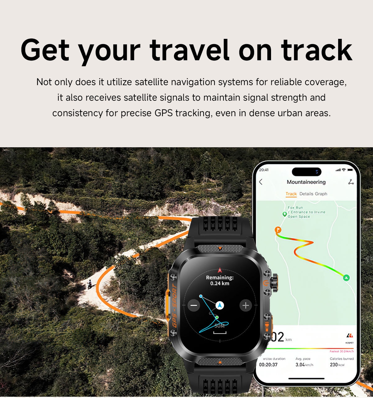 Rugged Outdoor Smart Watch with Square Display, GPS & Multi-Sport Modes