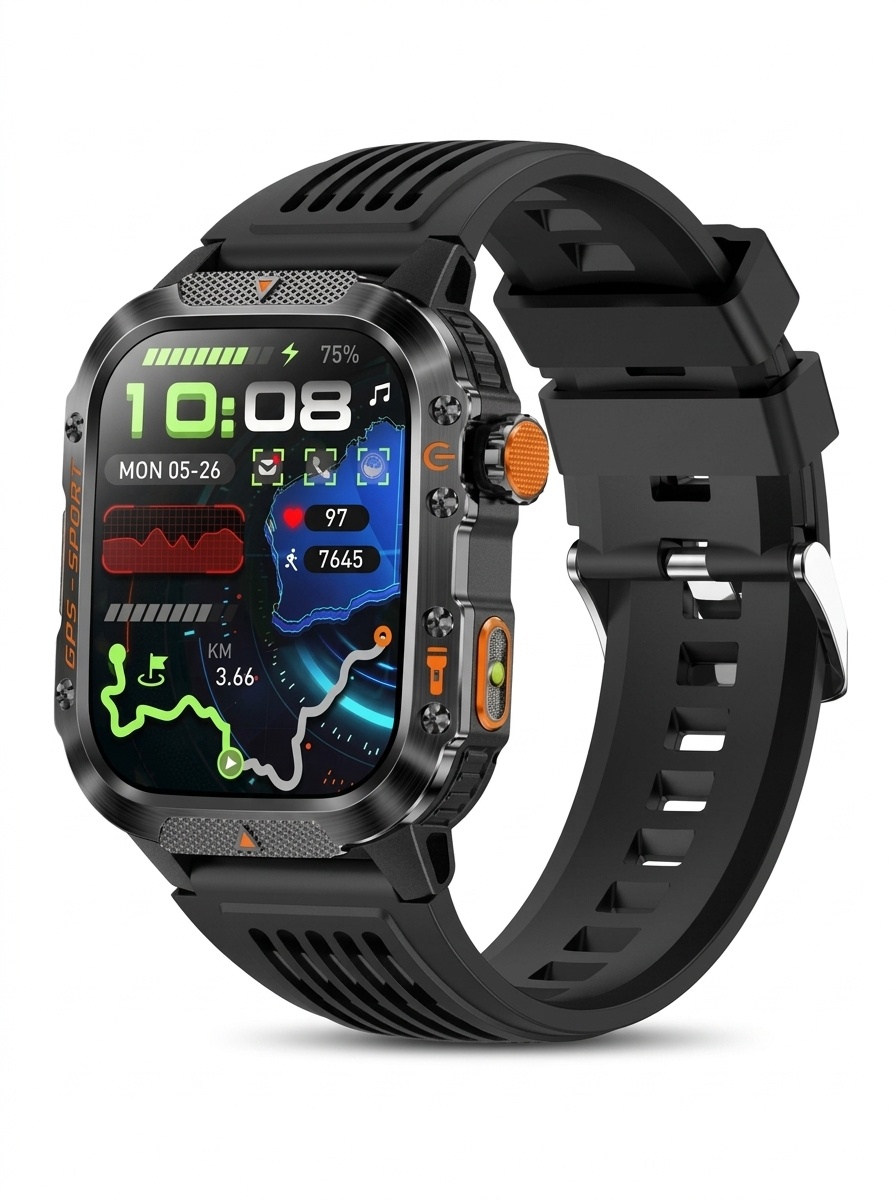 Rugged Outdoor Smart Watch with Square Display, GPS & Multi-Sport Modes