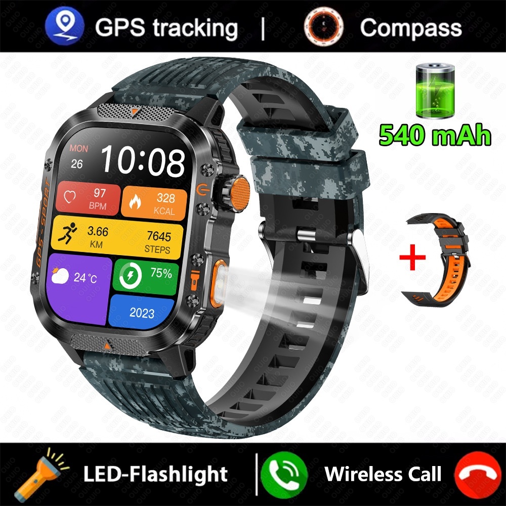 Rugged Outdoor Smart Watch with Square Display, GPS & Multi-Sport Modes