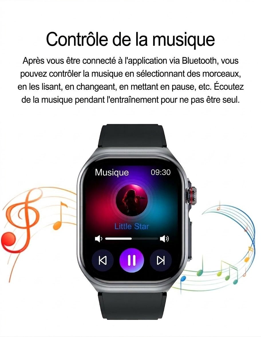 Montre connectée ET585 avec écran AMOLED carré, ECG et plus de 130 modes sportifs
