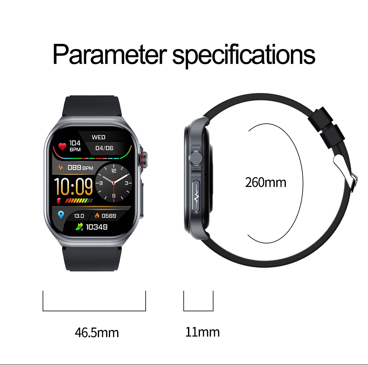 ET585 Smart Watch with Square AMOLED Display, ECG & 130+ Sports Modes
