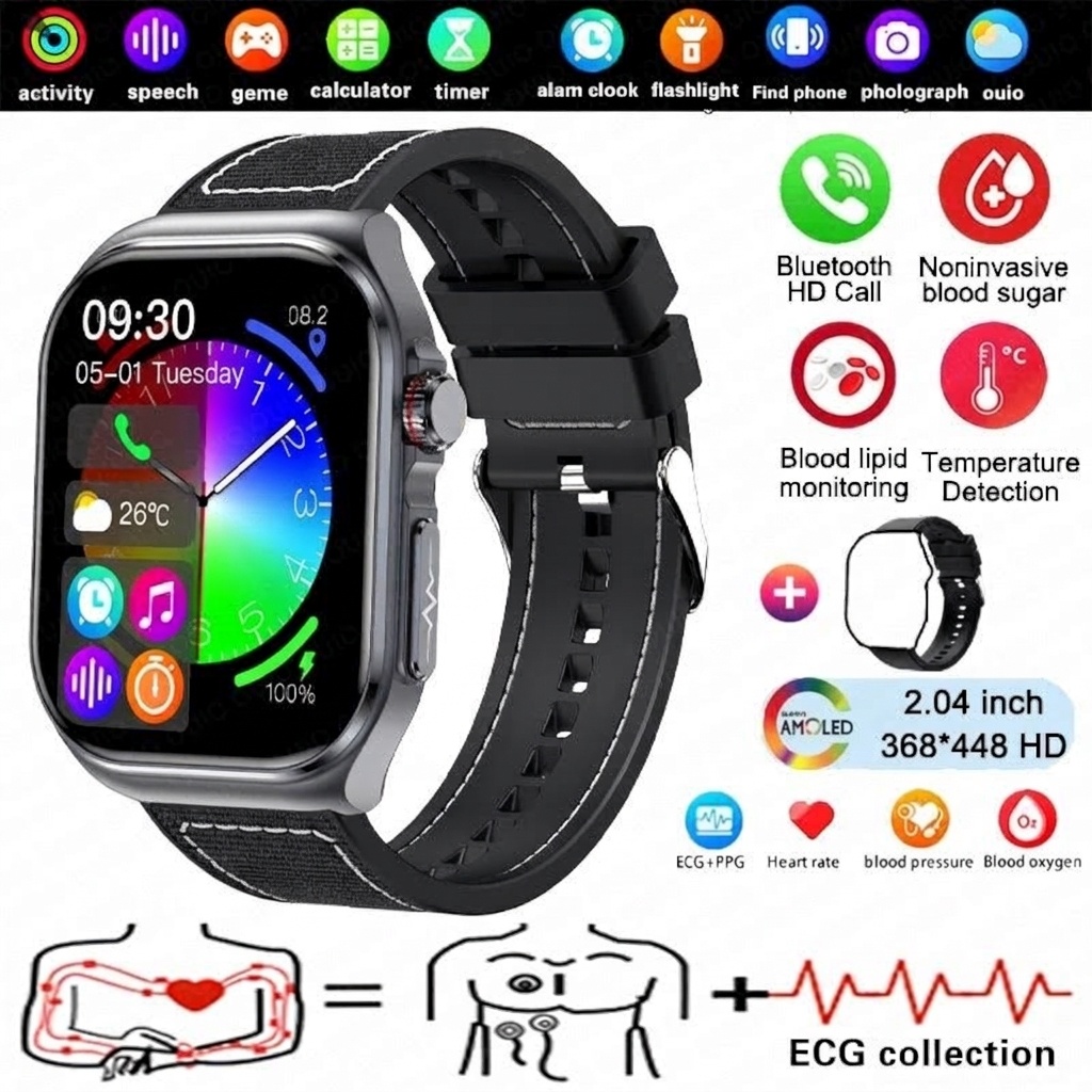 ET585 Smart Watch with Square AMOLED Display, ECG & 130+ Sports Modes