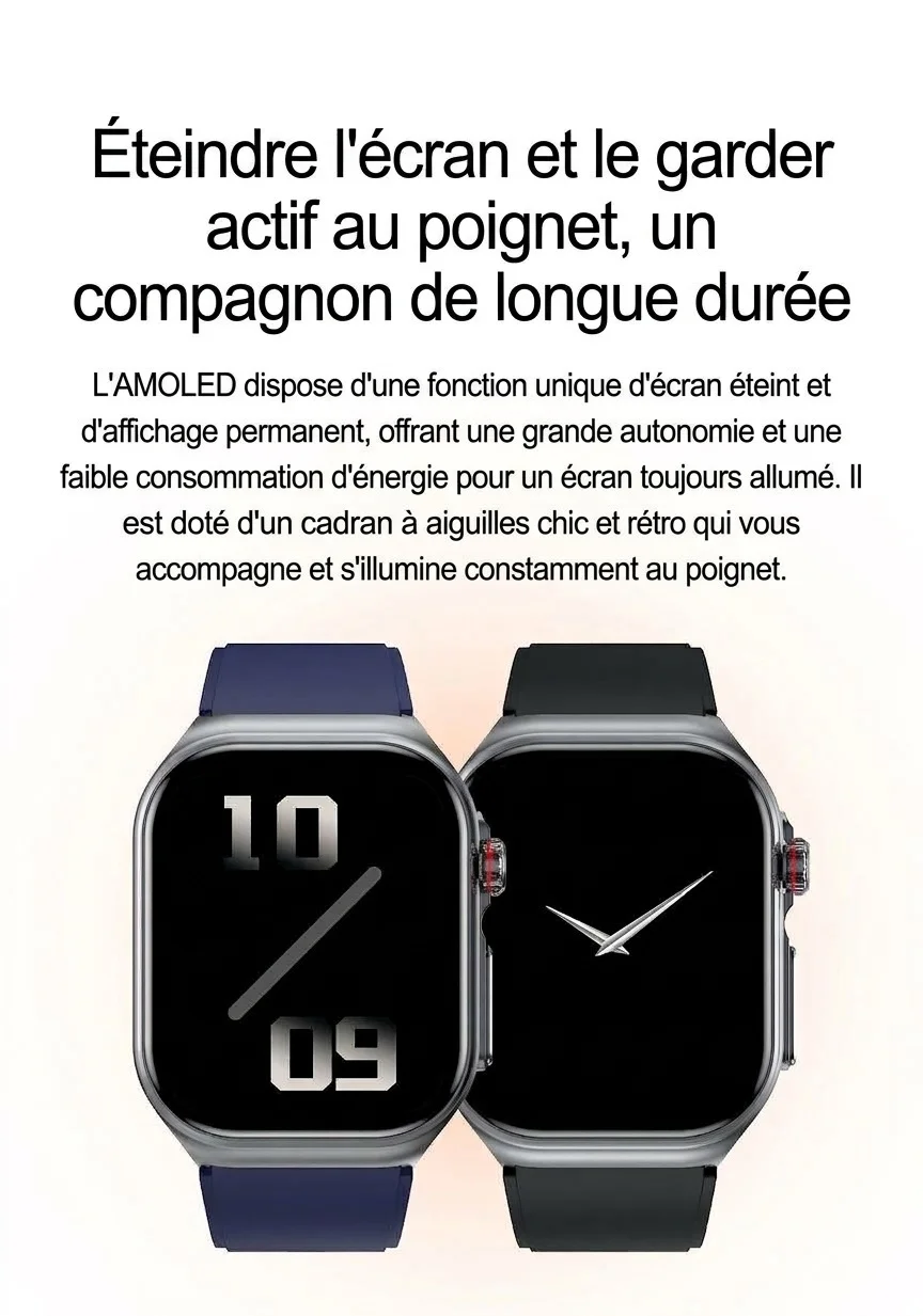 Montre connectée ET585 avec écran AMOLED carré, ECG et plus de 130 modes sportifs
