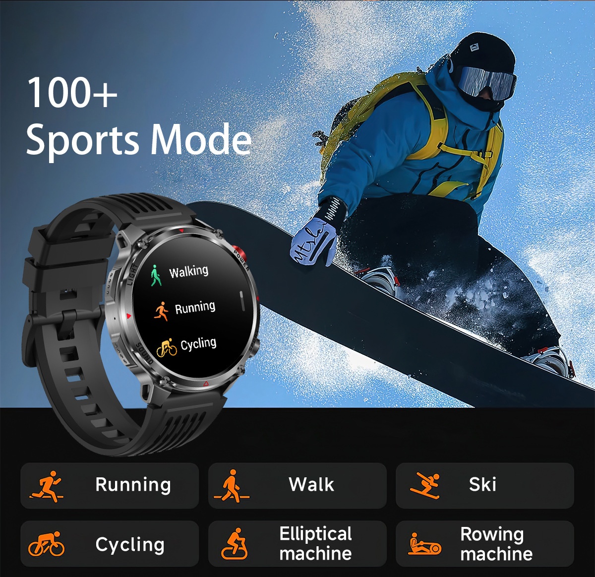 HT45 Outdoor Smart Watch with 1.7" Round HD Display & 1100mAh Battery