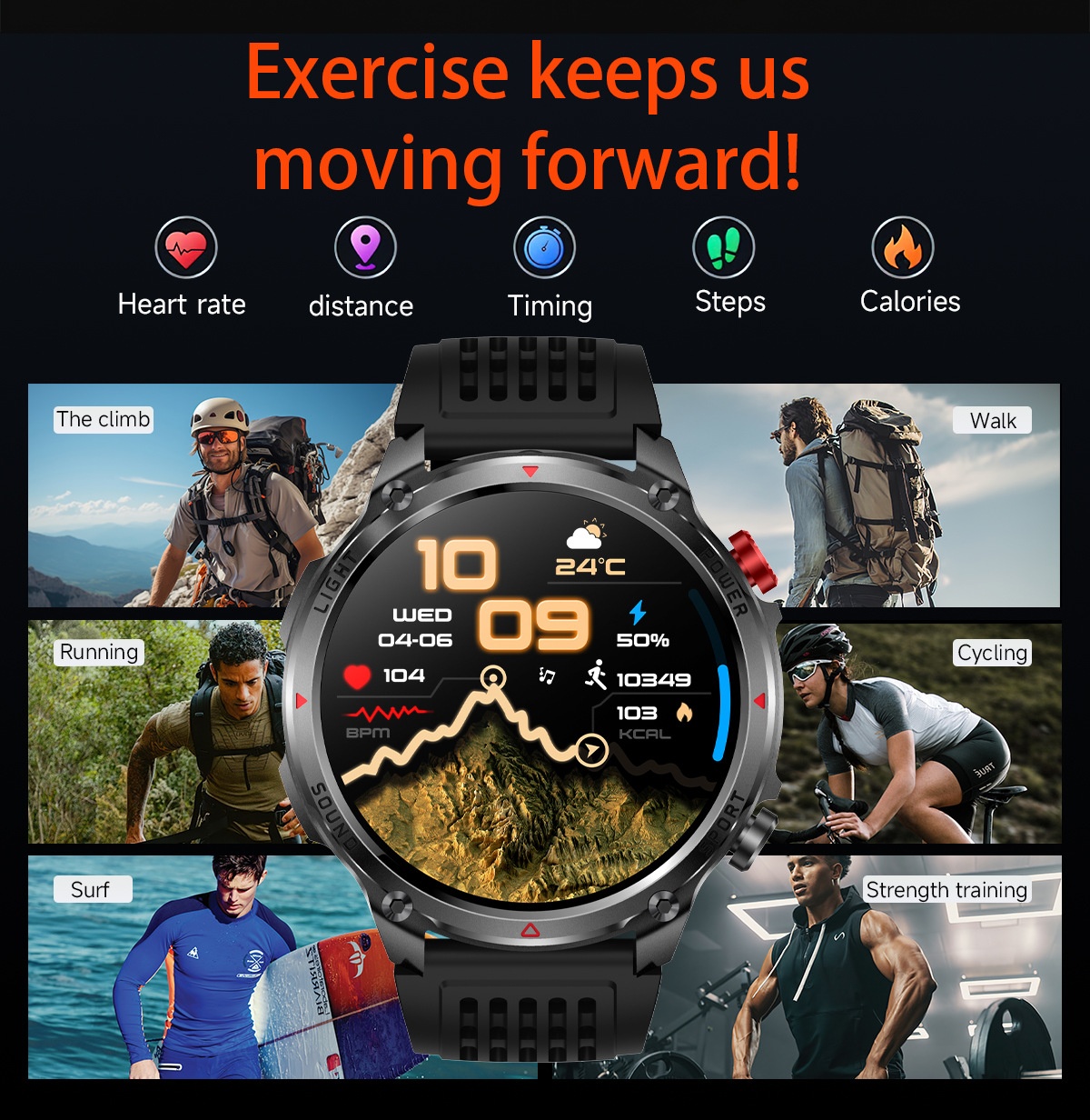 HT45 Outdoor Smart Watch with 1.7" Round HD Display & 1100mAh Battery