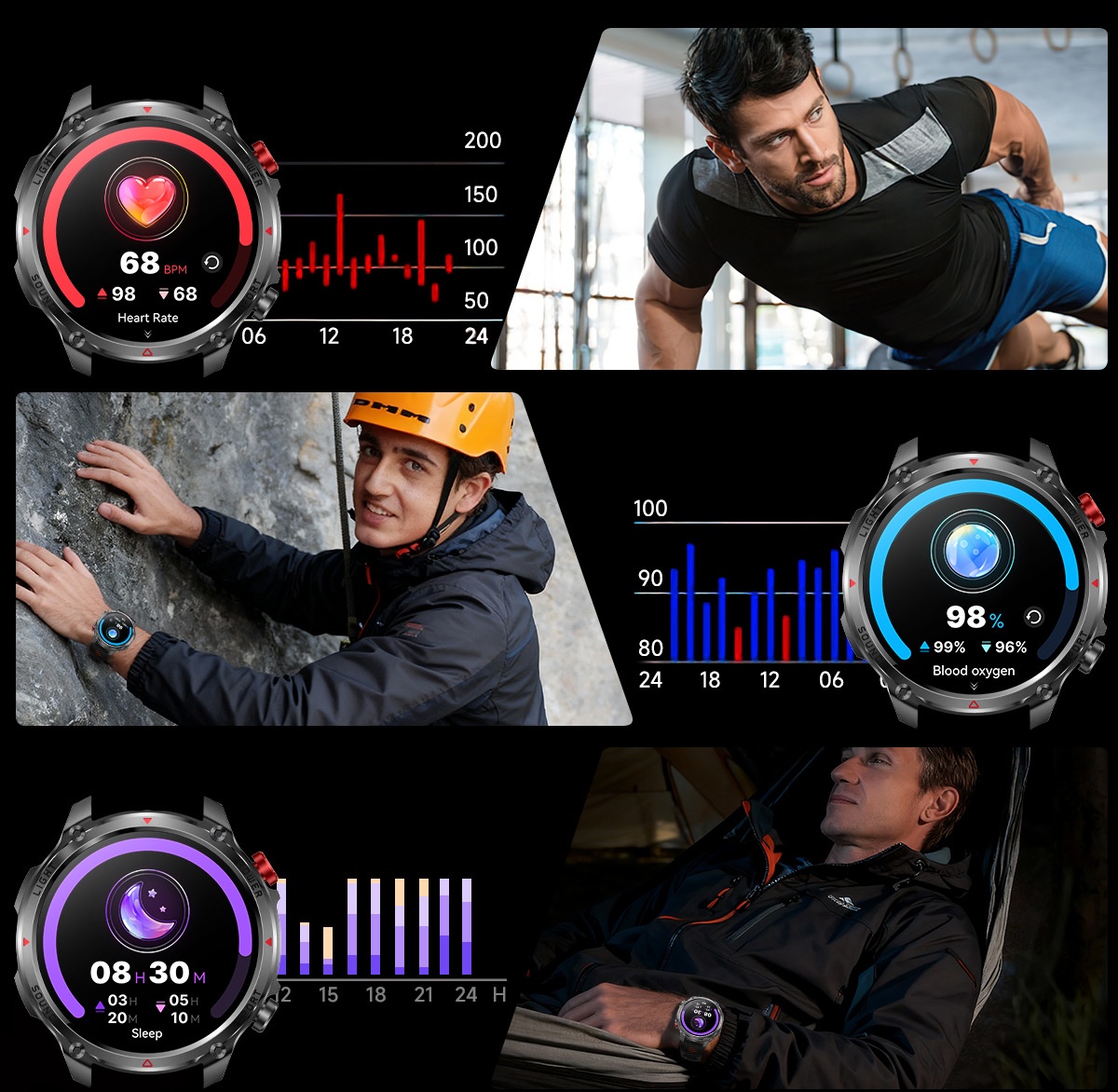 HT45 Outdoor Smart Watch with 1.7" Round HD Display & 1100mAh Battery