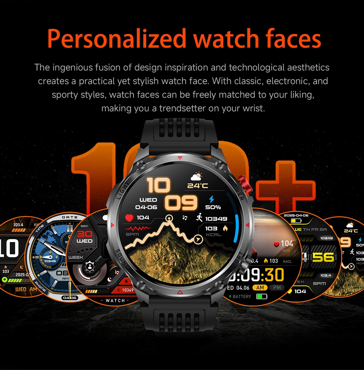 HT45 Outdoor Smart Watch with 1.7" Round HD Display & 1100mAh Battery