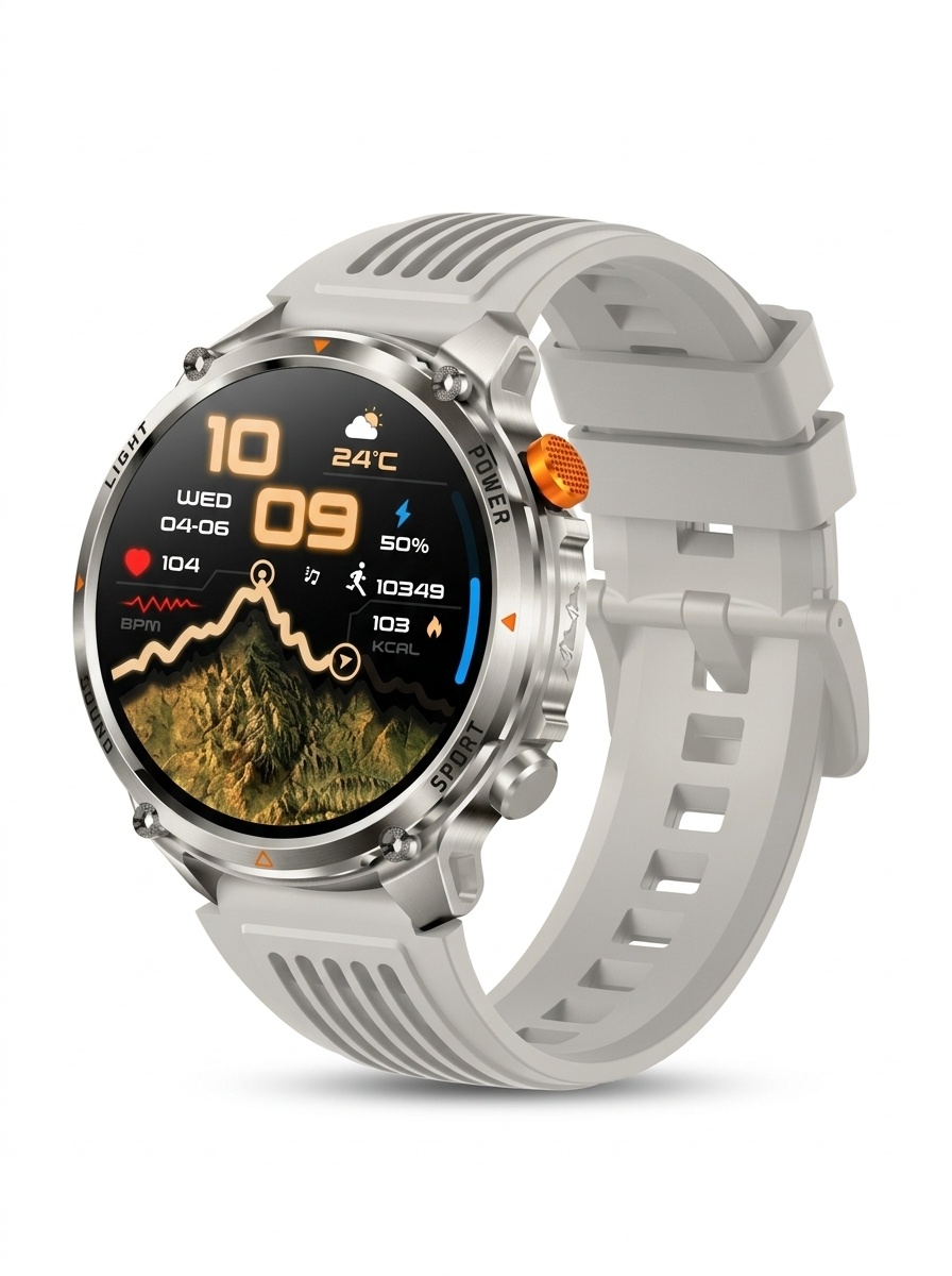 HT45 Outdoor Smart Watch with 1.7" Round HD Display & 1100mAh Battery