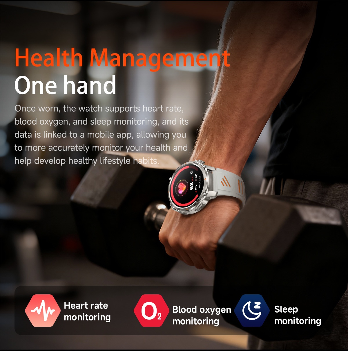 HT45 Outdoor Smart Watch with 1.7" Round HD Display & 1100mAh Battery