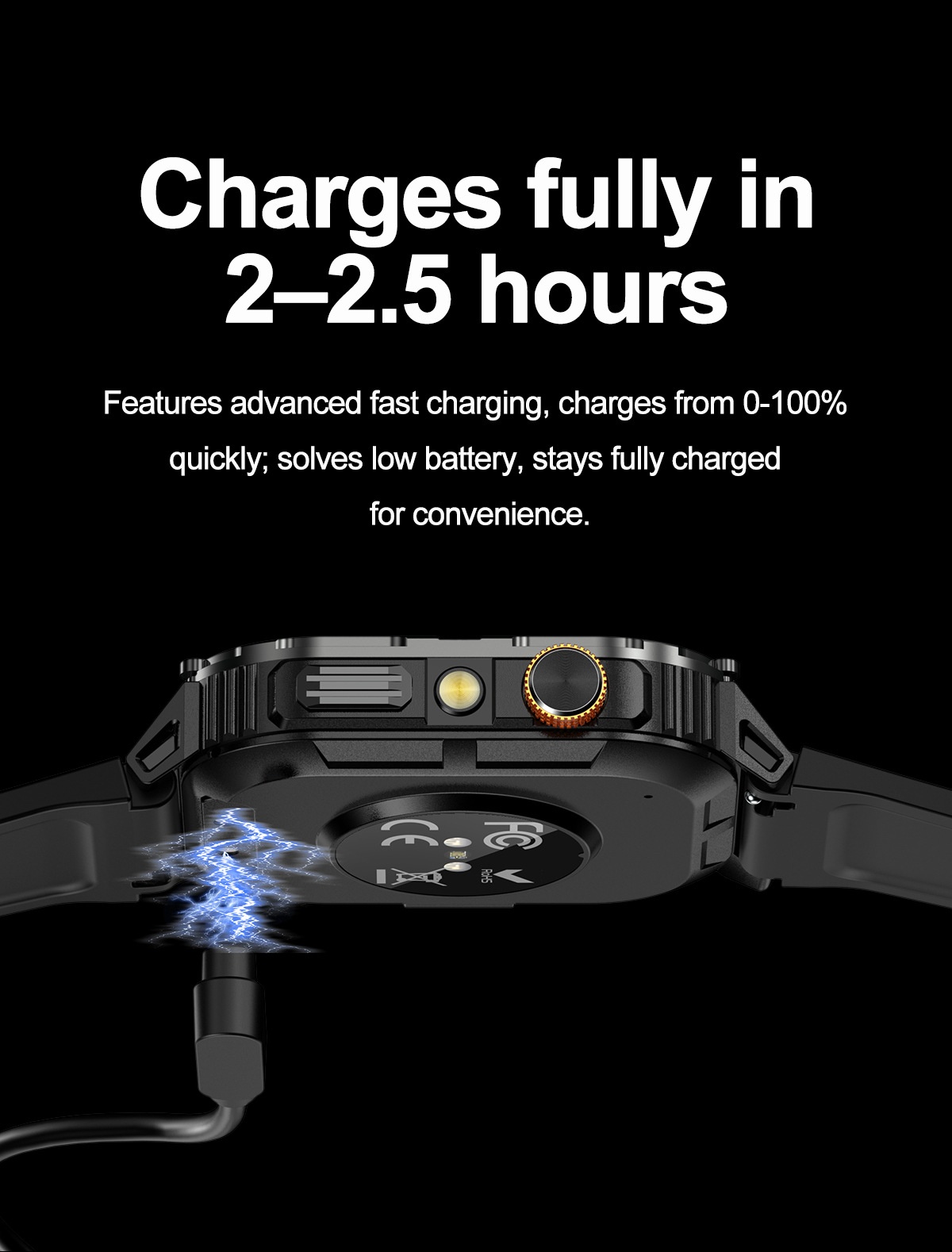 Rugged Sports Smart Watch for Men with Large HD Screen & BT Calling
