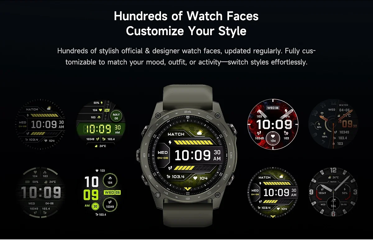 Montre connectée robuste T8PRO avec écran AMOLED rond et appels Bluetooth
