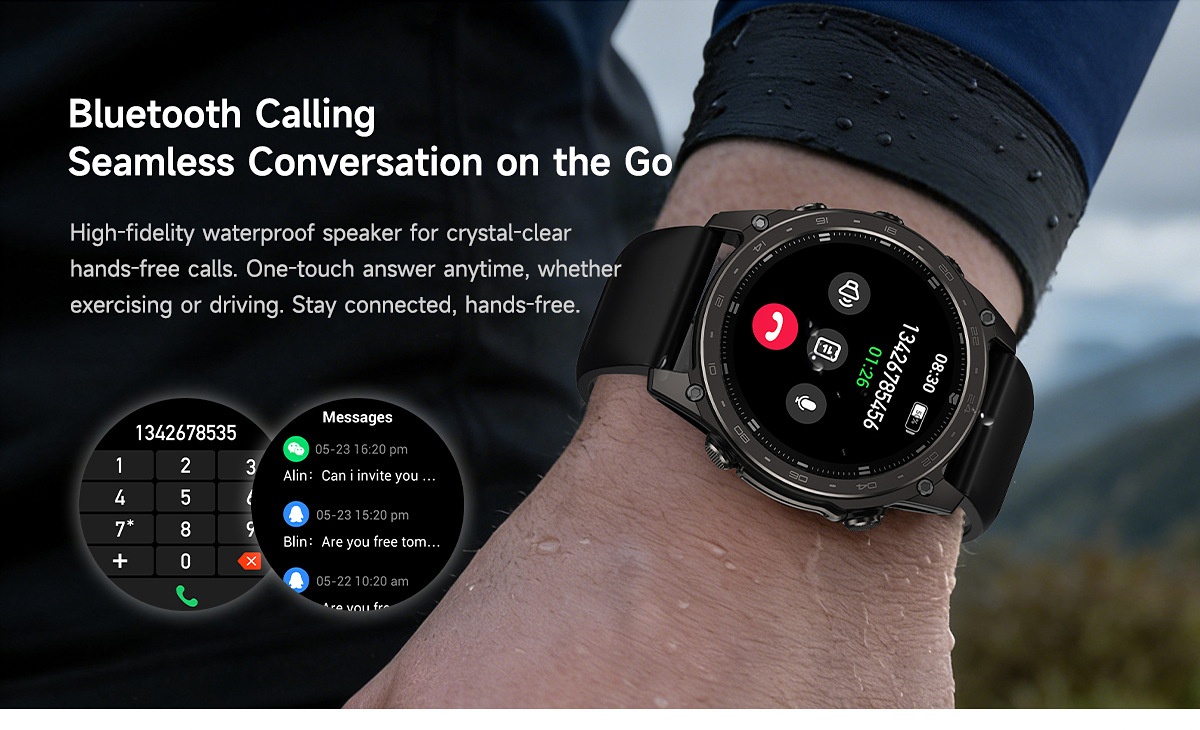 T8PRO Rugged Smart Watch with Round AMOLED Display & Bluetooth Calling