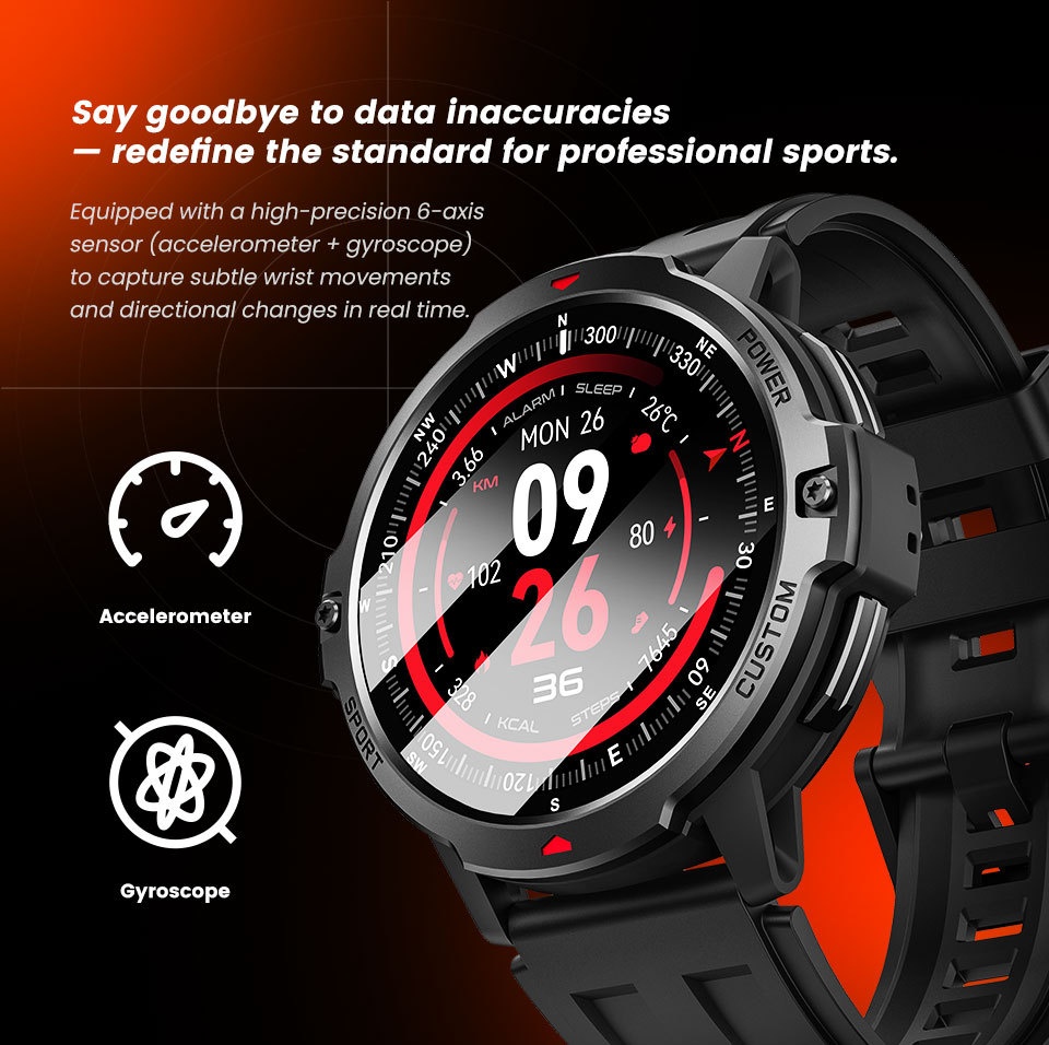 Rugged GPS Smart Watch with Round TFT Display & Bluetooth Calling