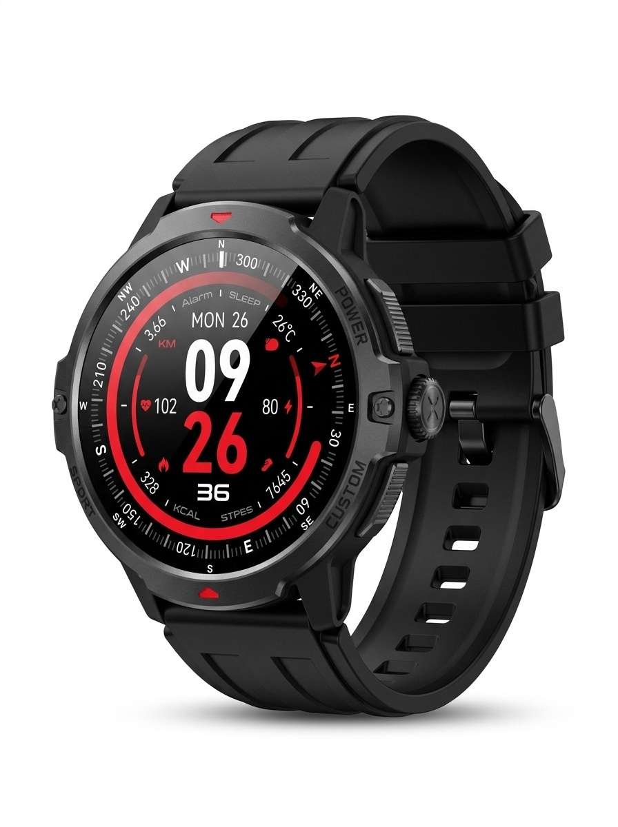 Rugged GPS Smart Watch with Round TFT Display & Bluetooth Calling