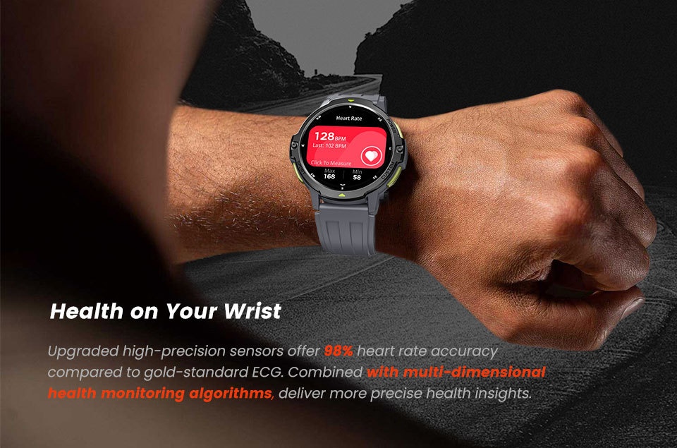 Rugged GPS Smart Watch with Round TFT Display & Bluetooth Calling
