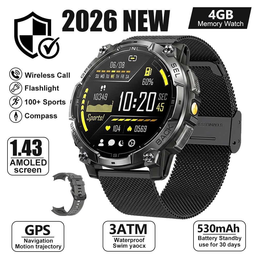 K78A GPS Sports Smart Watch with Round AMOLED Display, 3ATM & BT Call