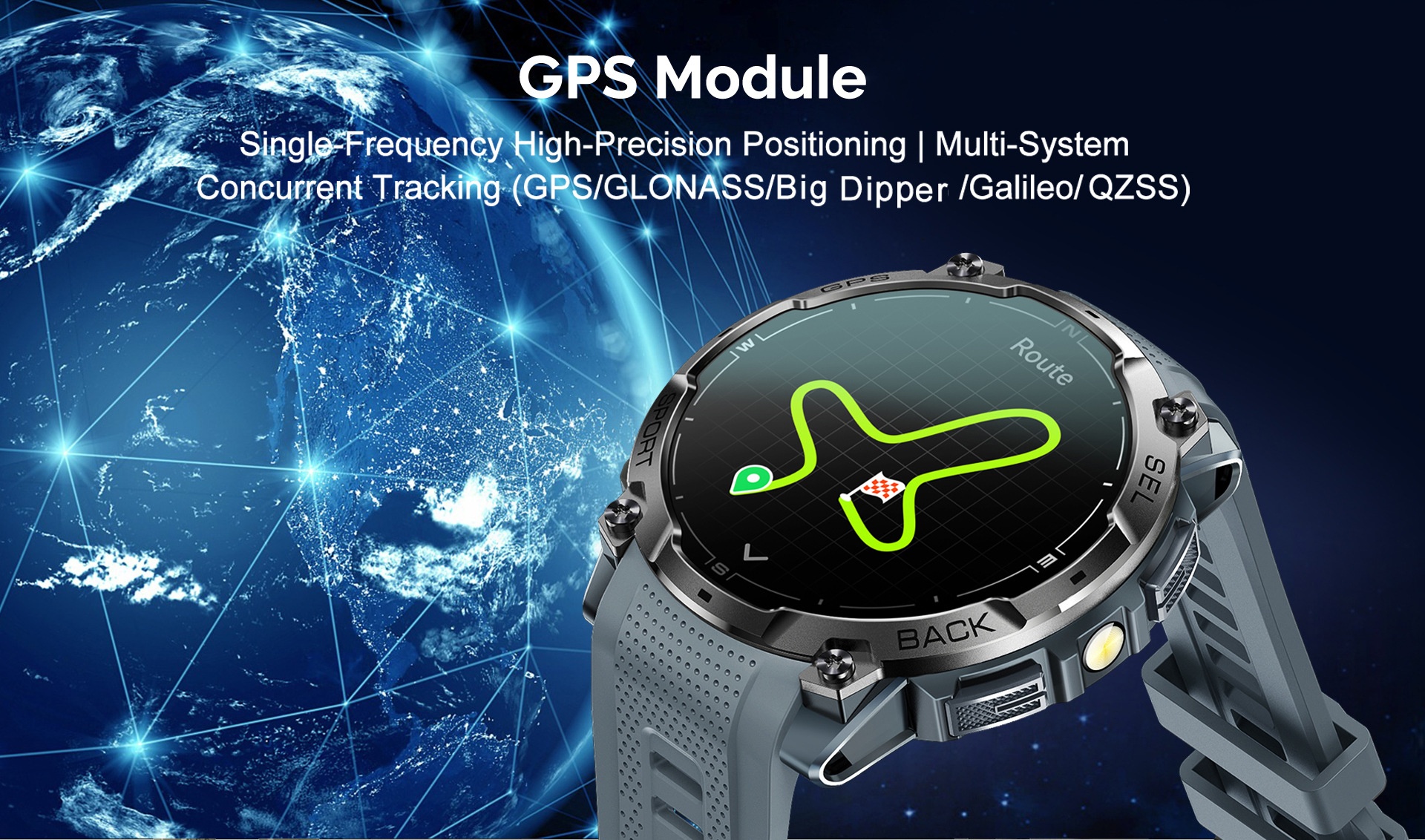 K78A GPS Sports Smart Watch with Round AMOLED Display, 3ATM & BT Call