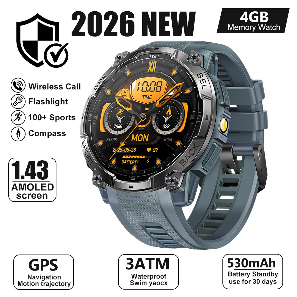 K78A GPS Sports Smart Watch with Round AMOLED Display, 3ATM & BT Call