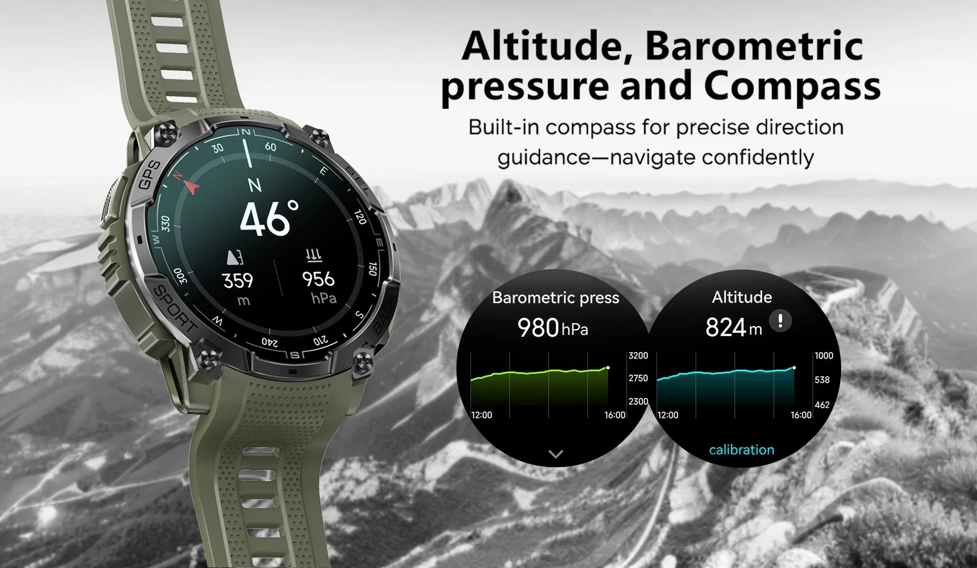 K78A GPS Sports Smart Watch with Round AMOLED Display, 3ATM & BT Call
