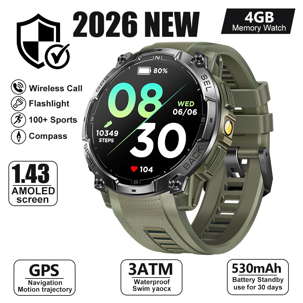 K78A GPS Sports Smart Watch with Round AMOLED Display, 3ATM & BT Call