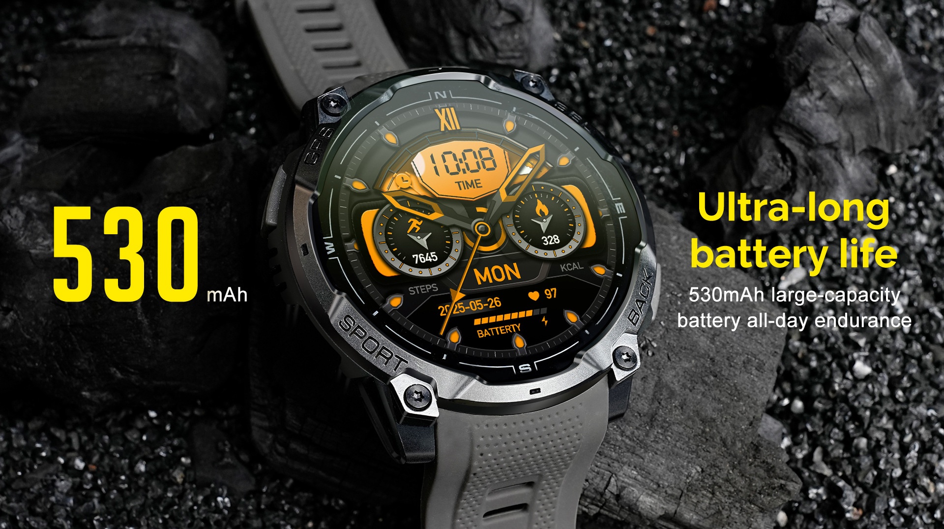 K78A GPS Sports Smart Watch with Round AMOLED Display, 3ATM & BT Call