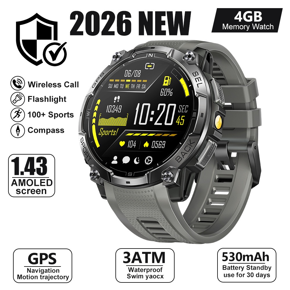 K78A GPS Sports Smart Watch with Round AMOLED Display, 3ATM & BT Call
