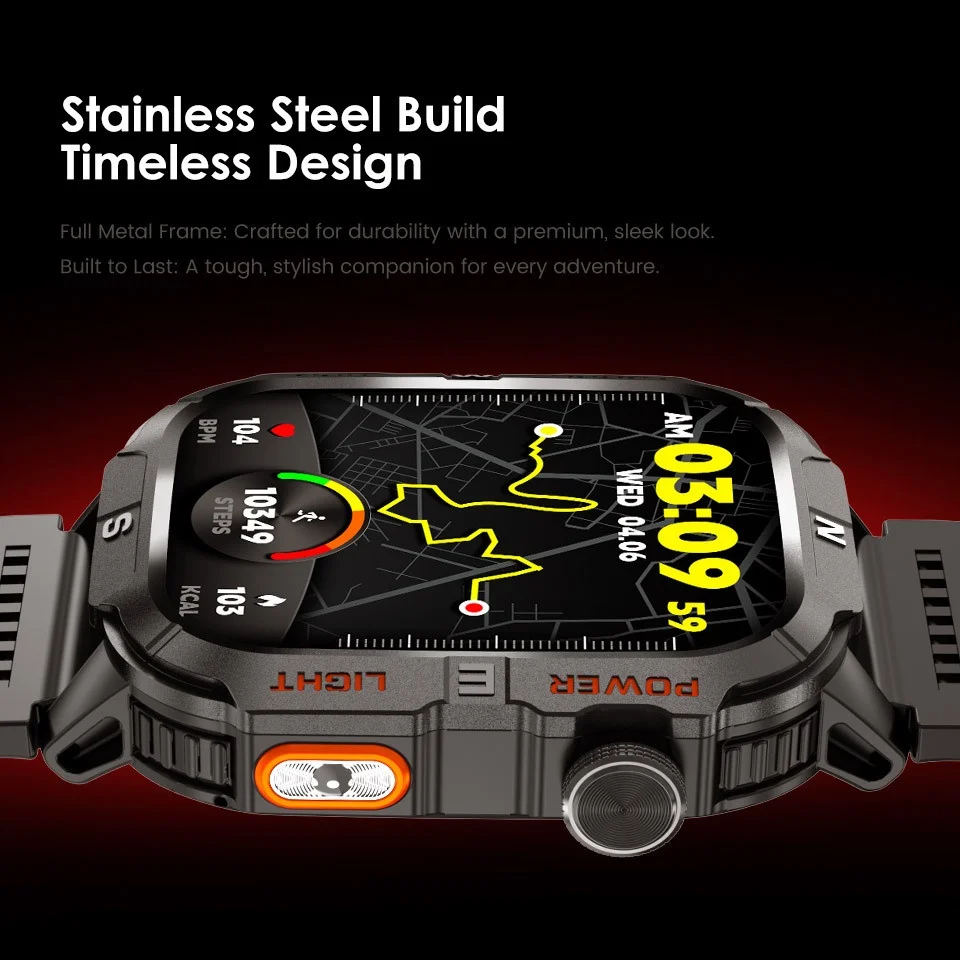 Rugged GPS Smart Watch with Square HD Display & Health Tracker