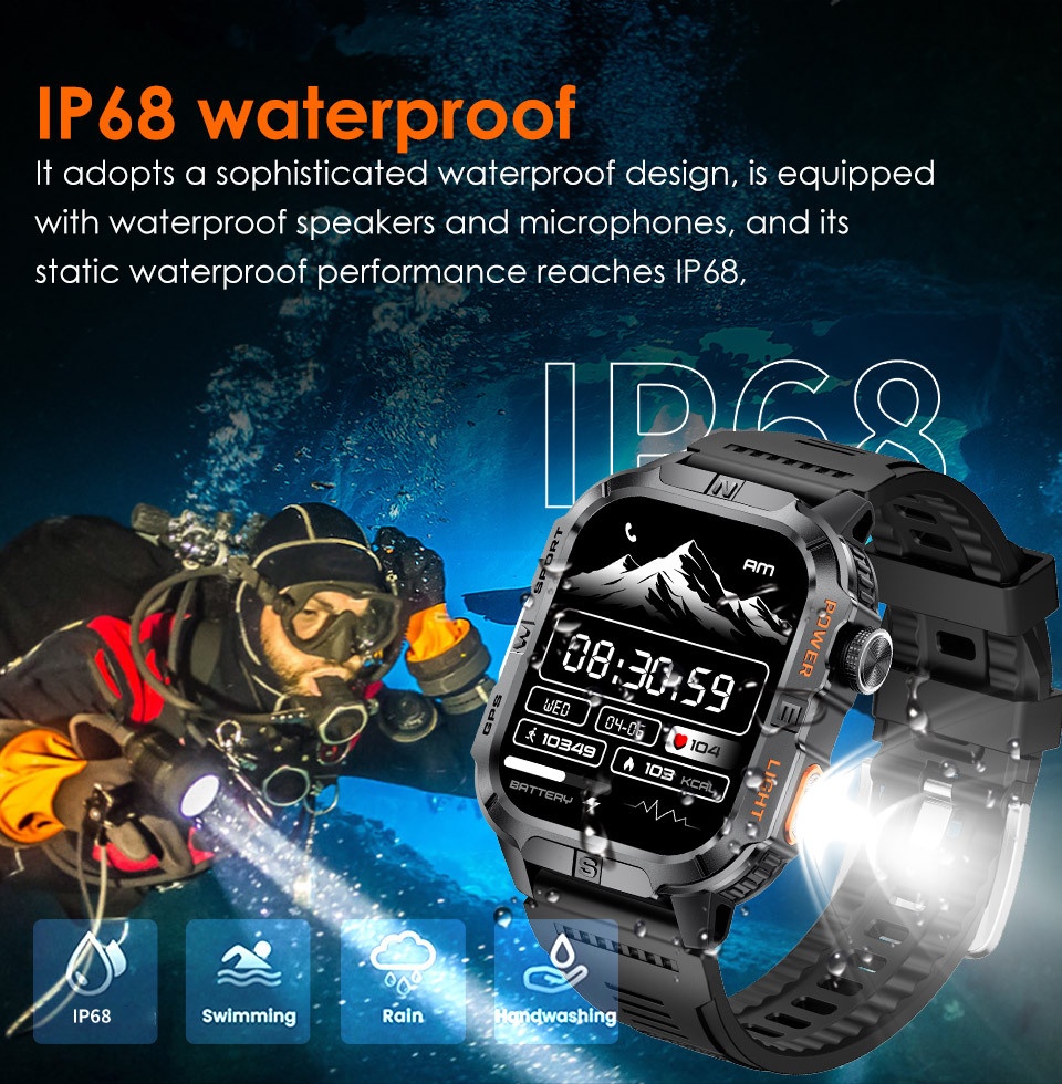 Rugged GPS Smart Watch with Square HD Display & Health Tracker