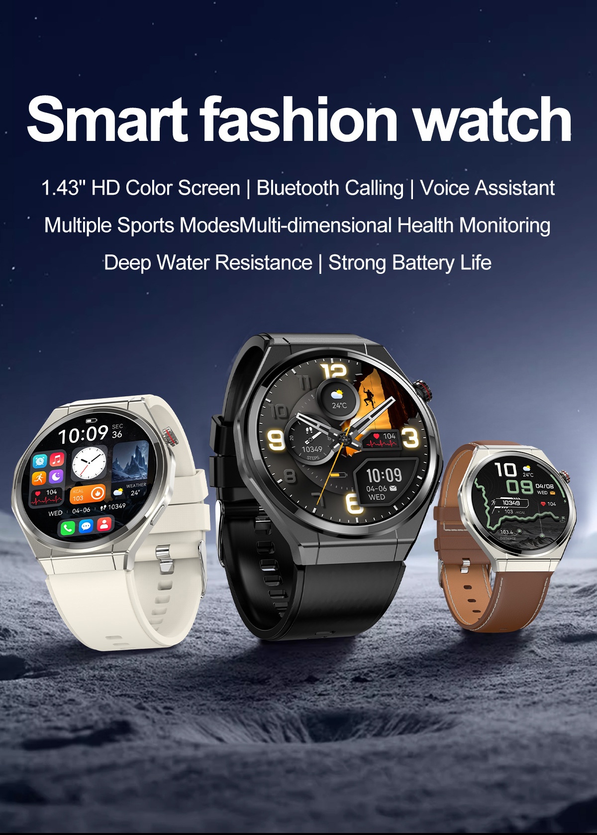 AMOLED Smart Watch with Round Display, Bluetooth Calling & Fitness Tracker