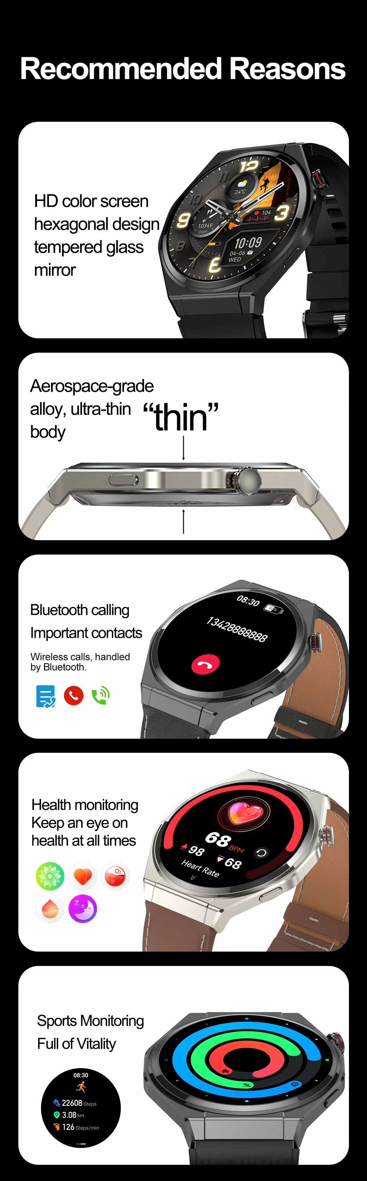AMOLED Smart Watch with Round Display, Bluetooth Calling & Fitness Tracker