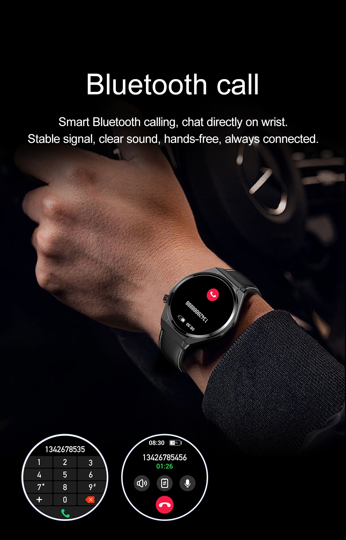 AMOLED Smart Watch with Round Display, Bluetooth Calling & Fitness Tracker