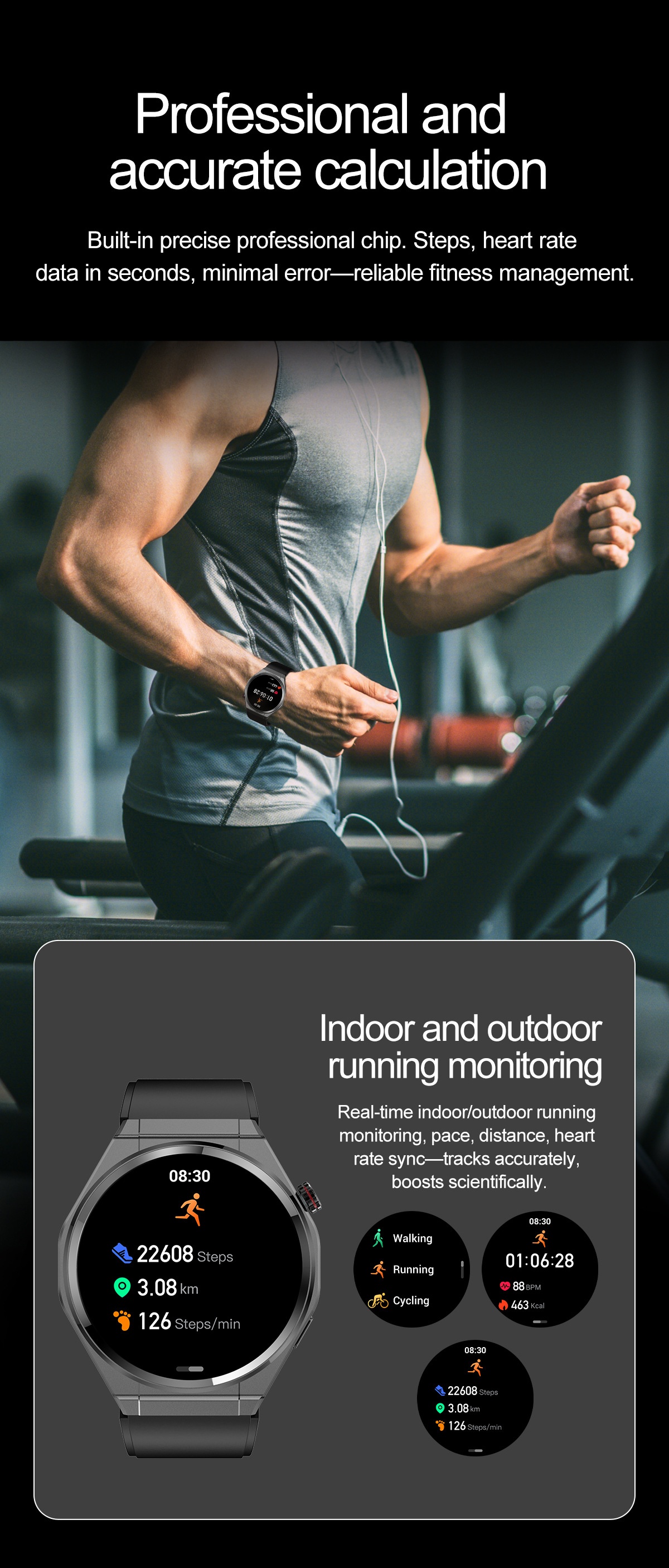 AMOLED Smart Watch with Round Display, Bluetooth Calling & Fitness Tracker