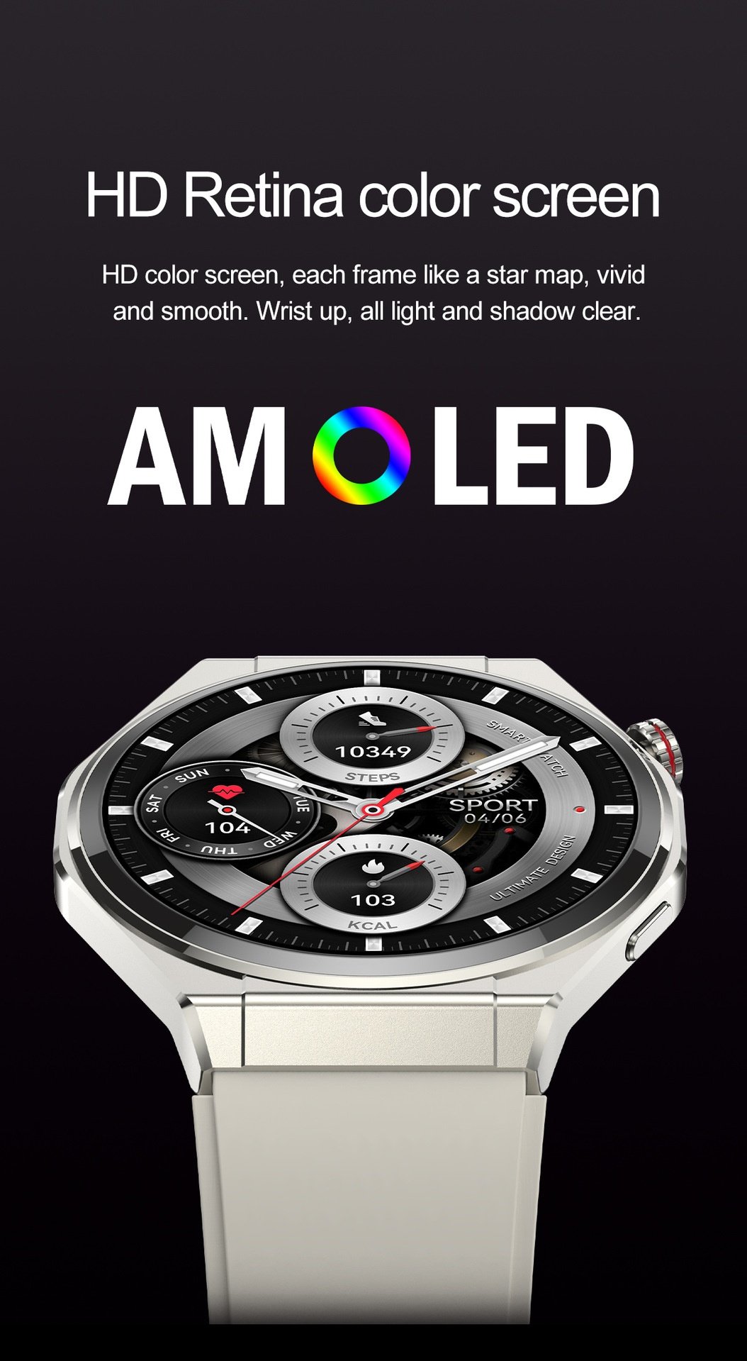 AMOLED Smart Watch with Round Display, Bluetooth Calling & Fitness Tracker