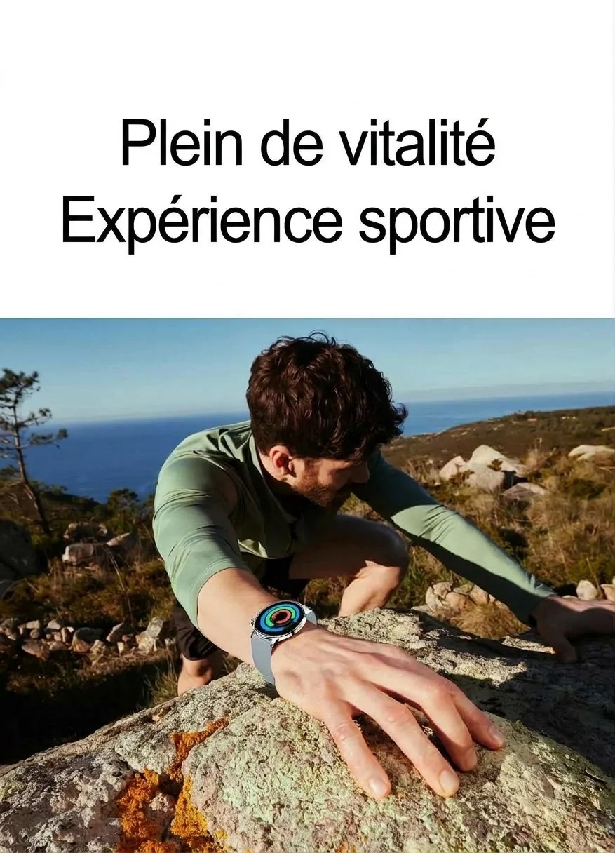 Montre connectée avec écran rond AMOLED HD et appels Bluetooth