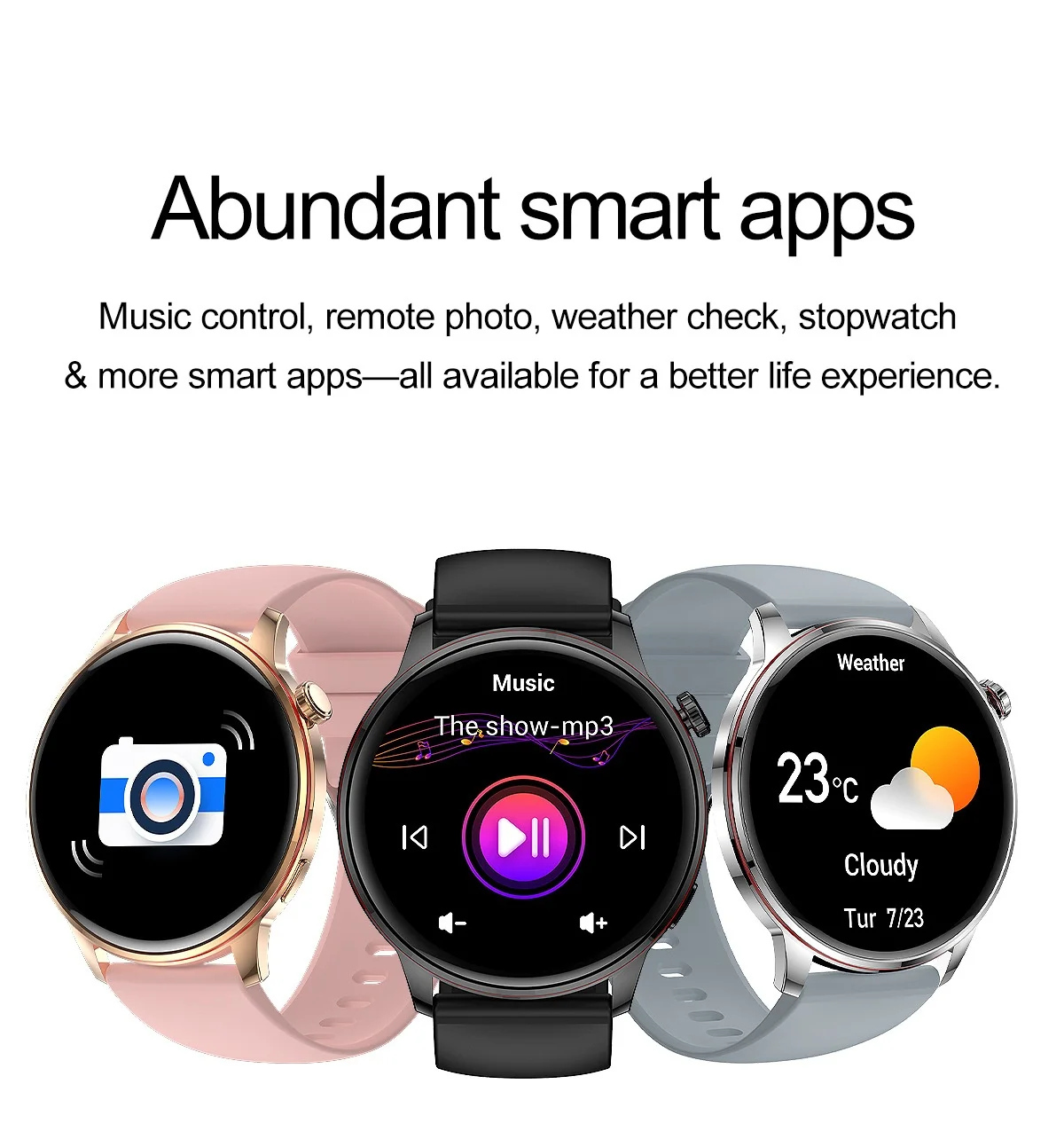 Montre connectée avec écran rond AMOLED HD et appels Bluetooth