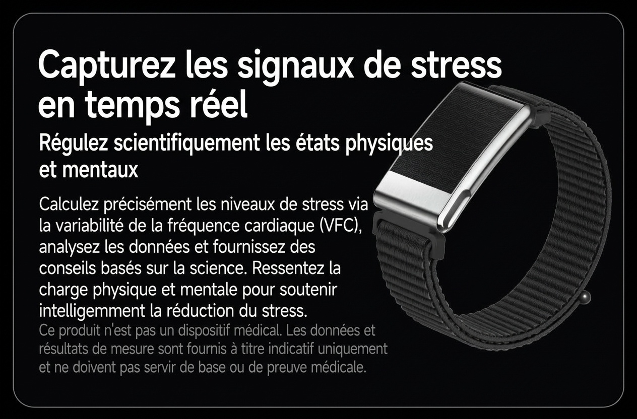 Bracelet connecté sans écran pour le suivi de santé avec ECG, fréquence cardiaque et SpO2