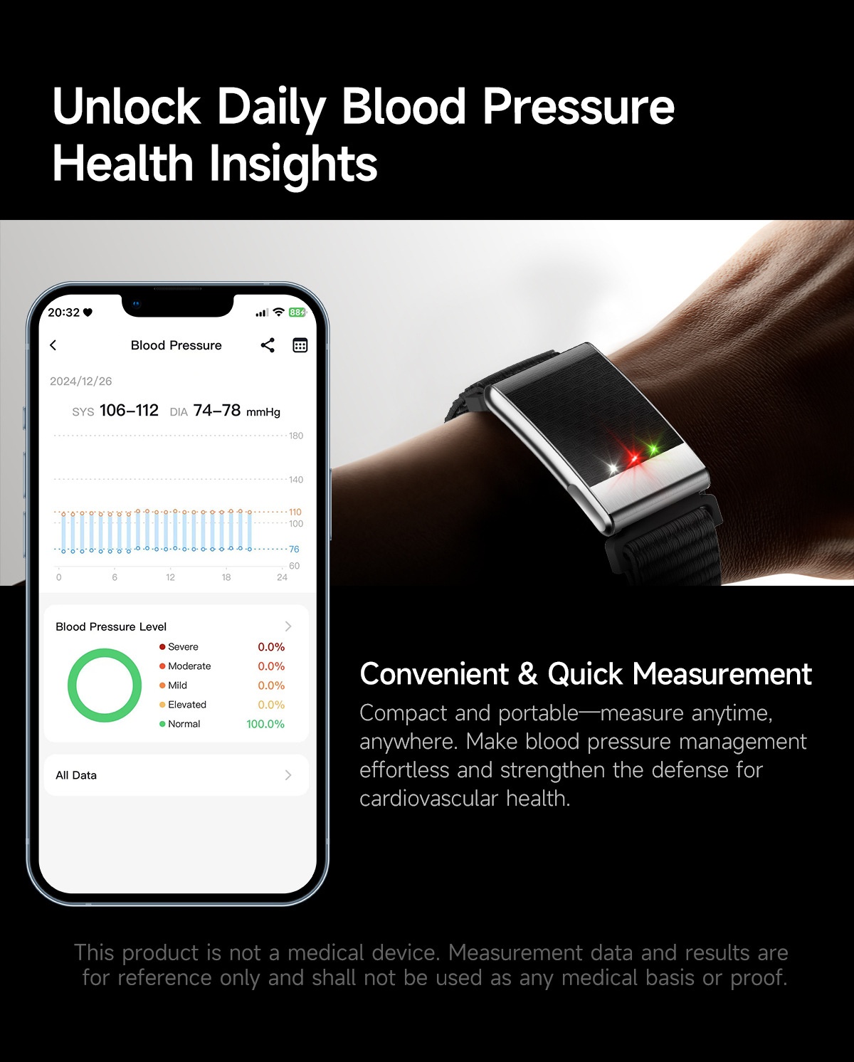 Screenless Smart Health Tracker Band with ECG, Heart Rate & SpO2