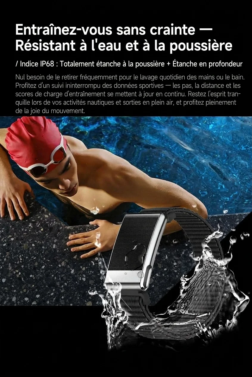 Bracelet connecté sans écran pour le suivi de santé avec ECG, fréquence cardiaque et SpO2
