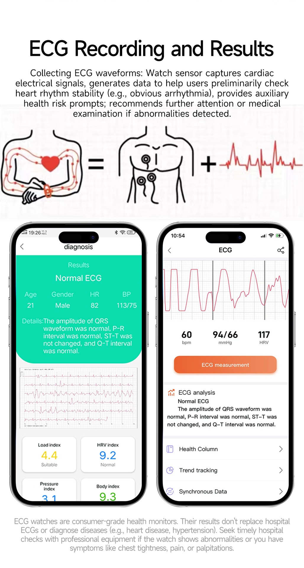 Smart Health Watch with Square AMOLED Display, ECG & Laser Therapy