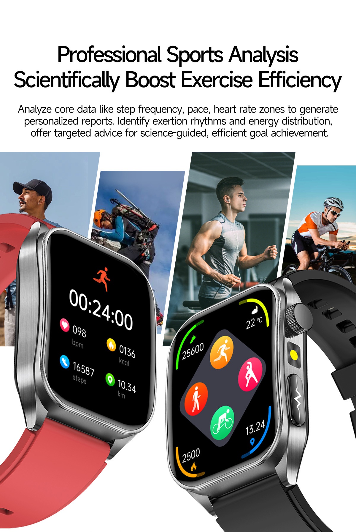 Smart Health Watch with Square AMOLED Display, ECG & Laser Therapy