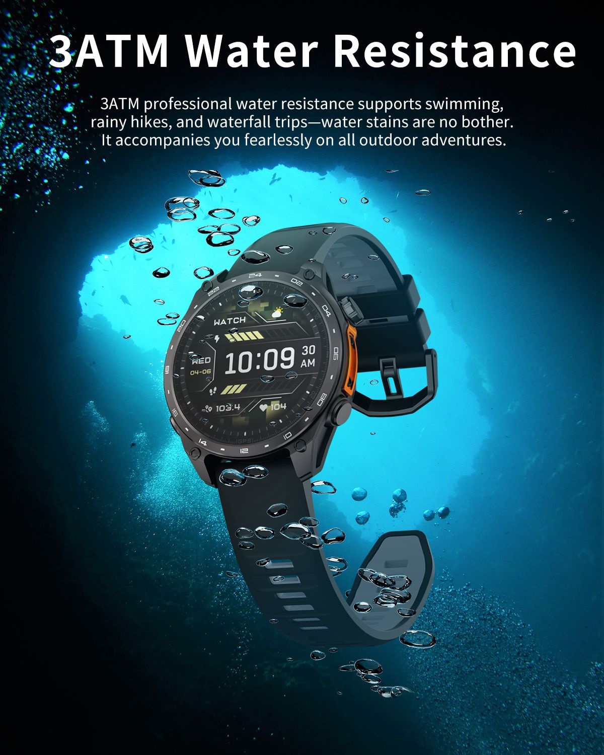 HD300 Pro GPS Smart Watch with Round AMOLED Display & 4GB Offline Maps