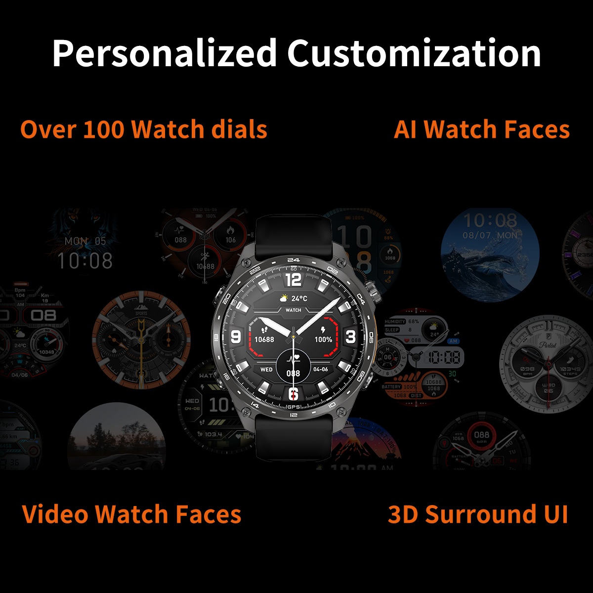 HD300 Pro GPS Smart Watch with Round AMOLED Display & 4GB Offline Maps