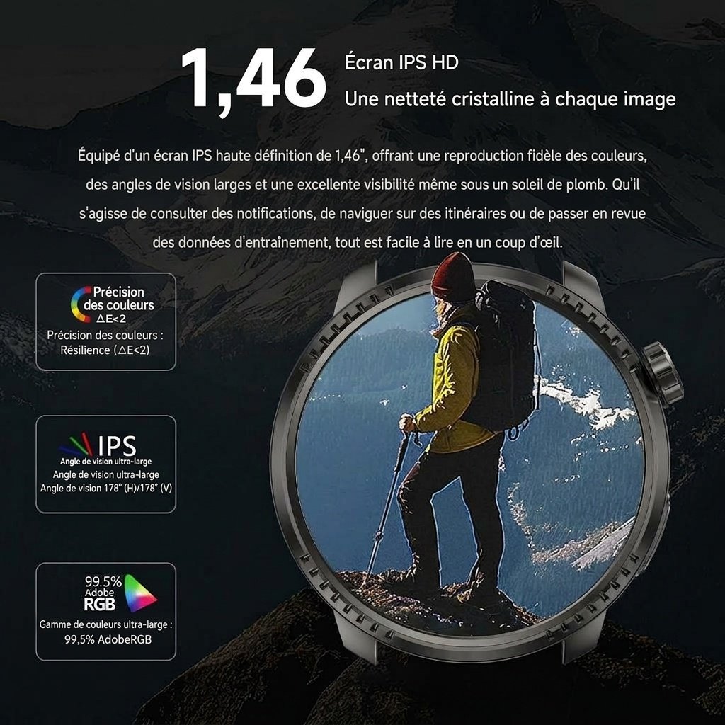 Montre connectée DS6 avec GPS, étanchéité IP68 et appels Bluetooth