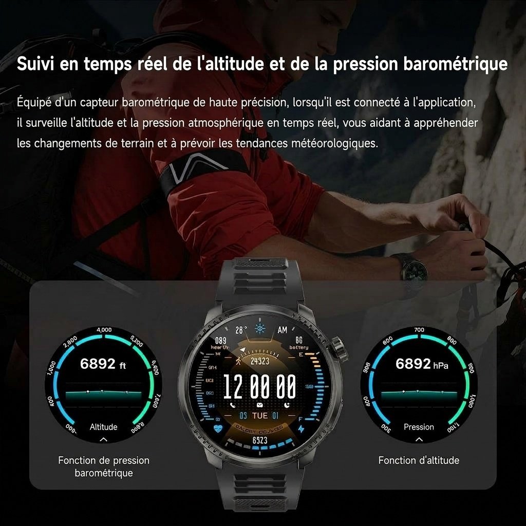 Montre connectée DS6 avec GPS, étanchéité IP68 et appels Bluetooth