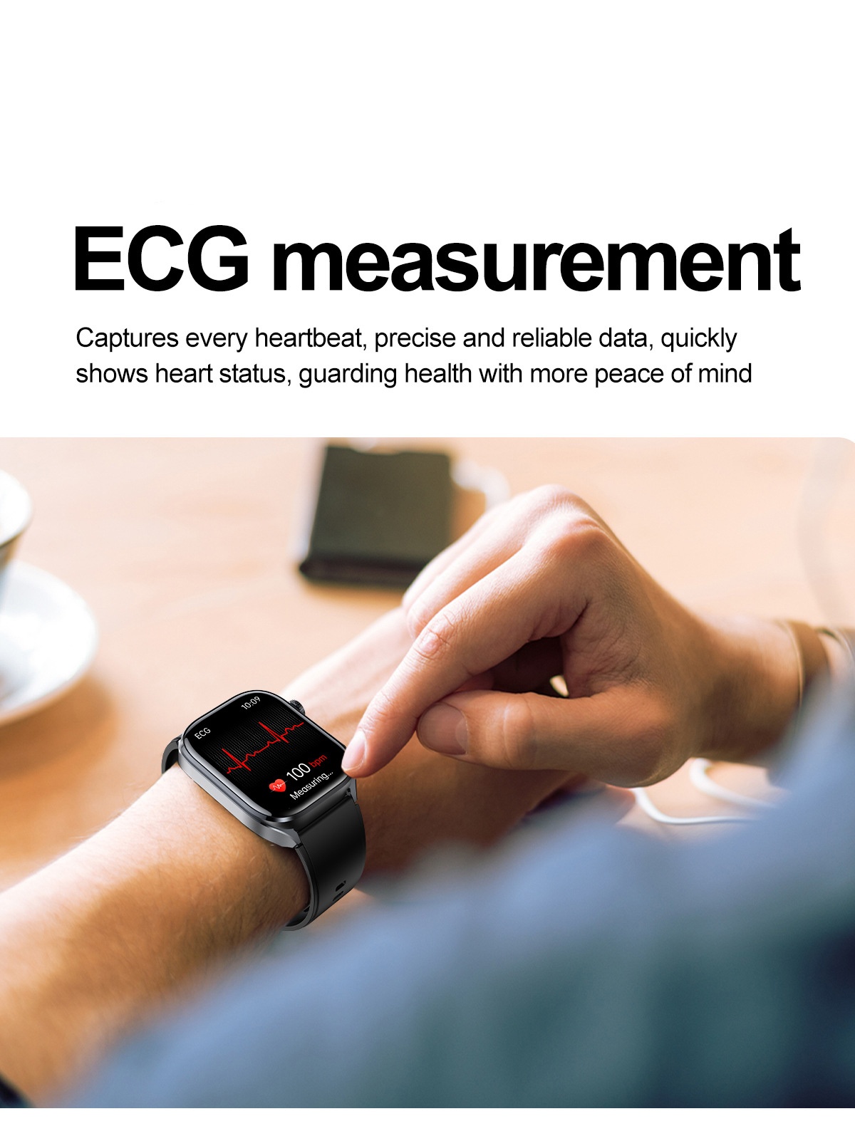 Smart Health ECG Watch with Square HD Screen & Bluetooth Calling
